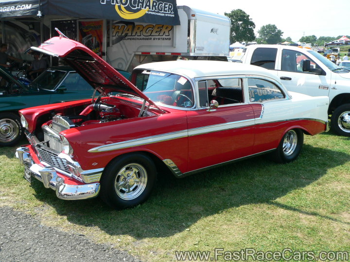 RED AND WHITE 1955 CHEVY SUPERCHARGED