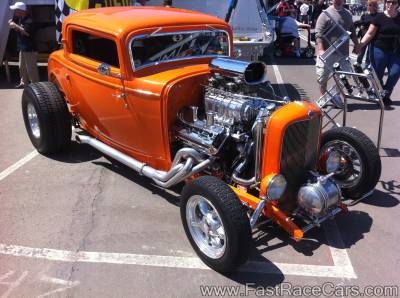 Bright Orange 1934 3-Window Coupe